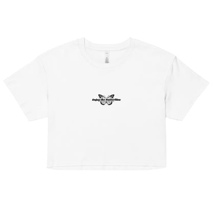 Parc Femme Enjoy the Butterflies Cropped T-Shirt in White